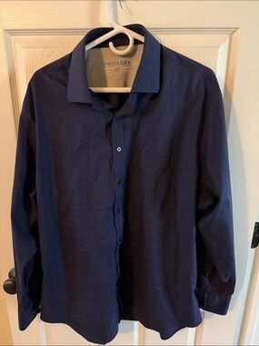 TWillory Men's Long-Sleeve Navy Dress Shirt